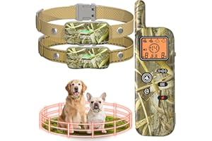 Htcuto Wireless Dog Fence System for 2 Dogs Electric Fences for Dogs Training Collar with Remote Shock Collar for Dogs Ultrasonic Trainer Portable Outdoor Safe Pet Containment System with 2 Collars