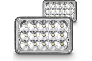 ONLINE LED STORE TRUE MODS 2pc Chrome 4x6 6x4 Inch LED Headlights Pair H4 2a1 1a1 High Low Sealed Beam H4652 H4666 H6545 H4651 H4656 for Freightliner Classic XL FLD 120 Peterbilt 379 Kenworth T600 T800 W900 Semi Truck