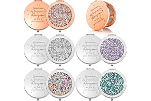 Roowest 10 Pcs Inspirational Compact Mirror You're Awesome Reminder Appreciation Gifts for Women Employee Coworker Friends Sisterhood Bulk Christmas Party Favors Magnifying Pocket Mirror (Multicolor)