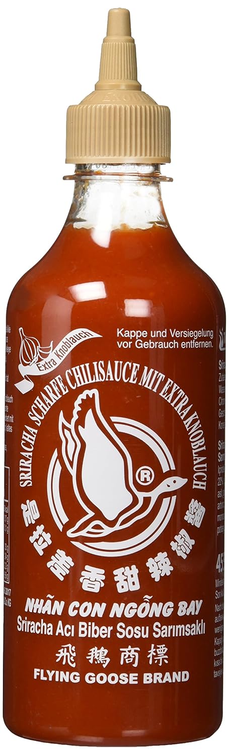 Flying Goose Sriracha Scharfe Chilisauce Mit Extra Knoblauch Scharf Braune Kappe Wurzsauce Aus Thailand 2er Pack 2 X 455 Ml Amazon De Lebensmittel Getranke
