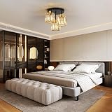 FORCOSO Ceiling Light 3 Light Black Gold Crystal E27 Living Room Bedroom view 5