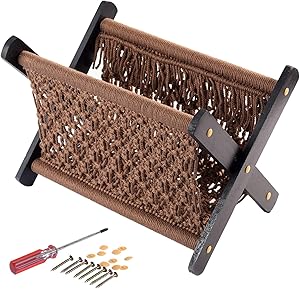 Macrame Boho Magazine Holder, Magazine Rack Boho Decor, Boho Shelves for Towel, Books, Newspapers, Notebook, Tablets, Living Room, Office, Boho Wall Decor For Bedroom |14x13x10 In - Chocolate