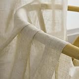 Home Brilliant Linen Look Semi Sheer Net Curtains 54x45 Set of 2 45 Drop view 6
