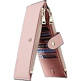 Travelambo Womens Wallet Slim RFID Blocking Bifold Credit Card Holder Wallet with 16 Card Slots, 2 Zippered Pockets (Pink Lotus)