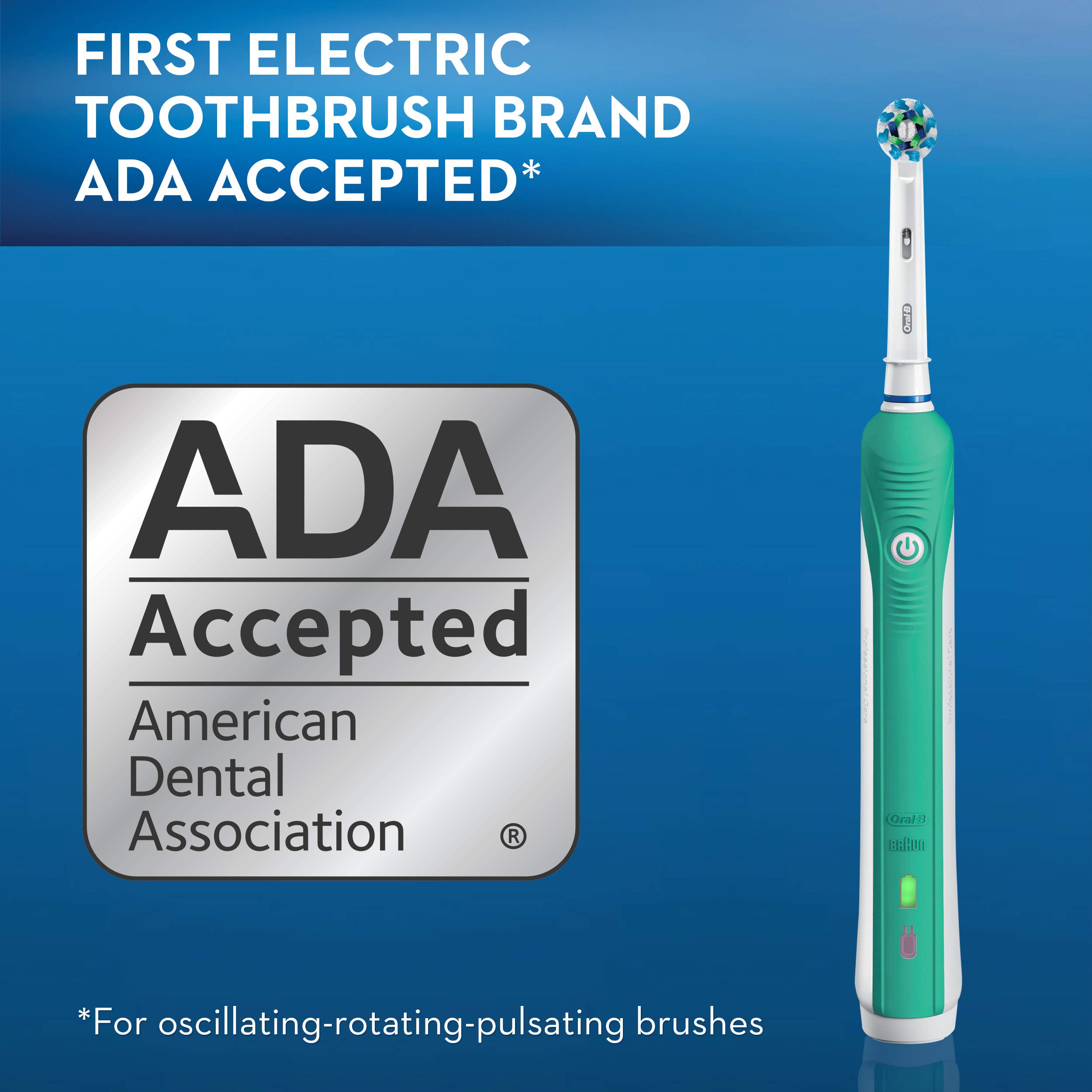 Oral-B 1000 CrossAction Electric Toothbrush, Green, Powered by Braun