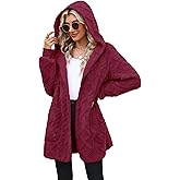 Yanekop Womens Oversized Sherpa Jacket Long Cardigan Sweaters Fuzzy Fleece Jacket Faux Fur Plus Size Coats with Pockets