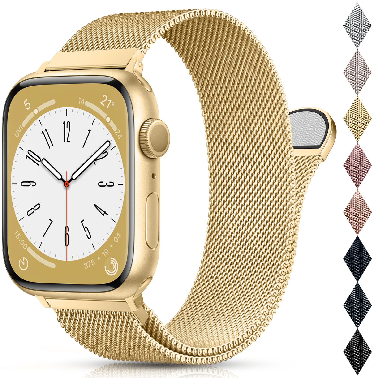 BELONGME Mesh Metal Loop Compatible with Apple Watch Band 40mm 41mm 38mm 42mm Series 11 10 9 8 7 6 5 4 3 2 1, SE 3 2 1 Women Men, Stainless Steel Strap with Magnetic Clasp for iWatch Bands