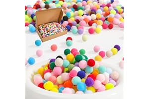 HUOIQIUE 2000pcs 42 Colors 1 cm high-Elastic Craft pom poms – Soft and Fluffy Puff Balls, Multicolor Cotton Balls for Arts and Craft Making Decorations