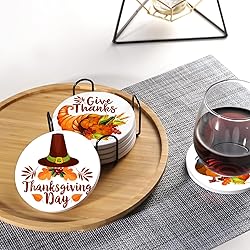 Thanksgiving Day Drink Absorbent Coasters with