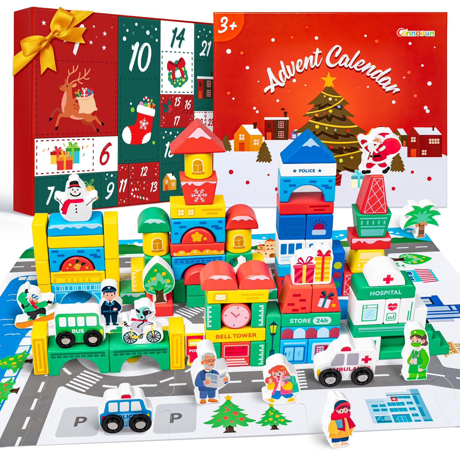 Photo 1 of ****Factory seal****
Christmas Advent Calendar Gifts for Kids, Commodum Wooden Building Blocks Set, City Construction Stacking Preschool Learning Toys, 24 Days Xmas Countdown Montessori Gifts for Toddlers Boys Girls 3+