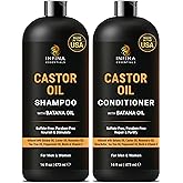 INFINA ESSENTIALS Castor Oil Shampoo and Conditioner Set | 16 fl oz Each | with Batana Oil | Strengthening, Thickening & Hydrating Formula | Supports Hair Growth & Fuller, Healthier Hair