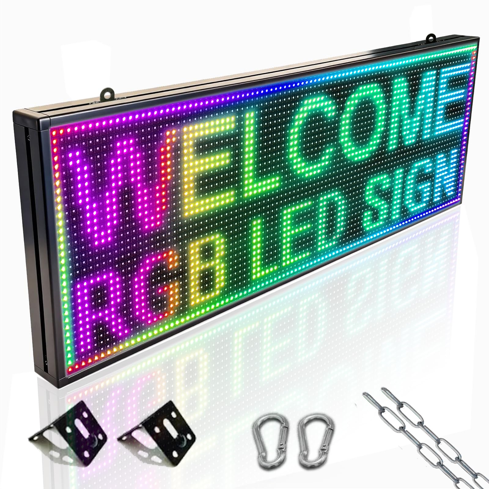 Photo 1 of ***FINAL SALE/NO RETURN, VIEW NOTES*** P10 Programmable Indoor/Outdoor LED Sign,39x14 Inch WiFi Controlled Digital Sign,Full Color High Brightness Scrolling Message Electronic Display,for Business Advertising