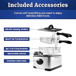 Elite Gourmet EDF-401TXB 1700-Watt Triple Basket
