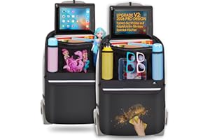 Termichy Tarpaulin 3-in-1 Car Back Seat Organizer with Tablet Holder: Children's Backrest Protector Waterproof Step Protectio