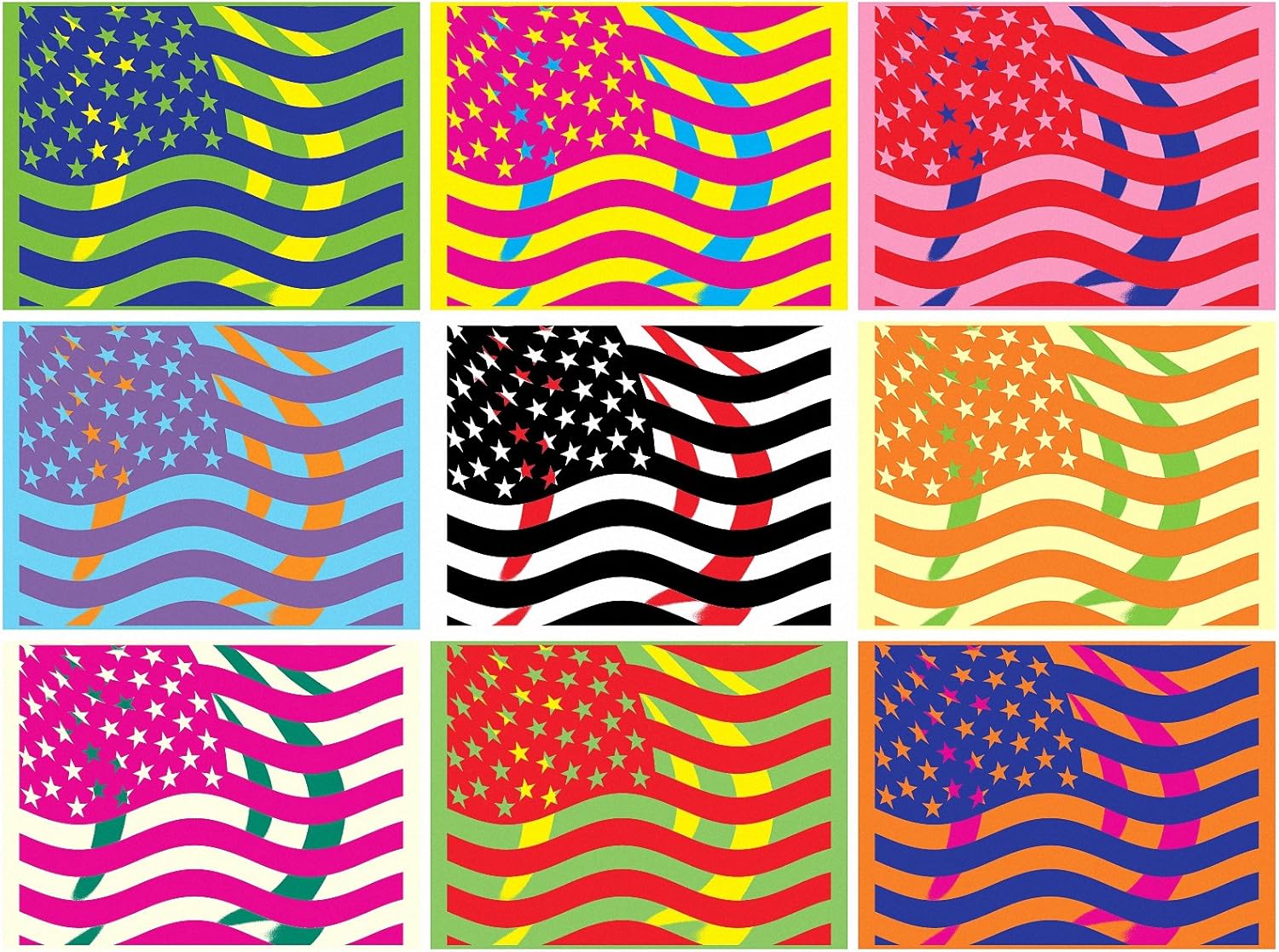 ABSTRACT STARS AND STRIPES FLAG POP ART ANDY WARHOL 42" X
