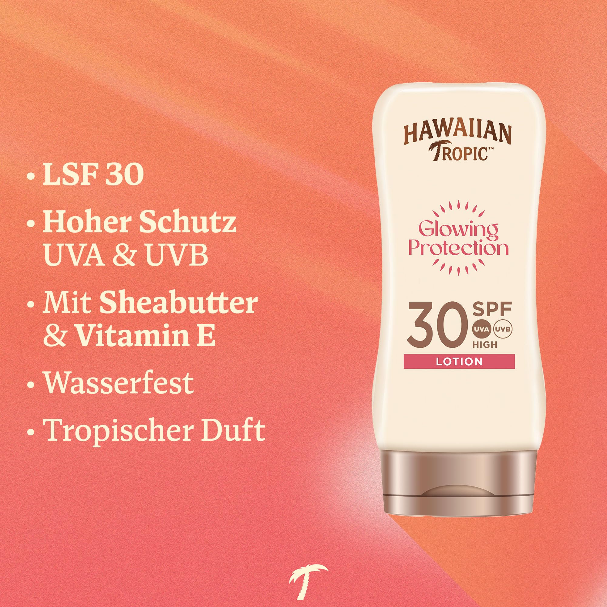 Hawaiian Tropic | Glowing Protection Sunscreen, Schützende Sonnenlotion LSF 30 UVA + UVB Schutz, 180 ml, tropischer Duft, mit Sheabutter, wasserfest, vegan 2
