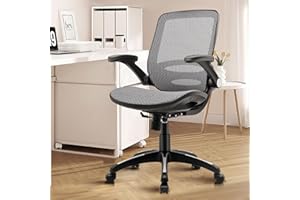 RYDESIGN Ergonomic Mesh Office Chair with 90 °Flip-Up Armrests,130°Tilt Lock High Back Mesh Computer Desk Chair, Swivel Sturdy Task Office Desk Chair for Home 350LB Clearance