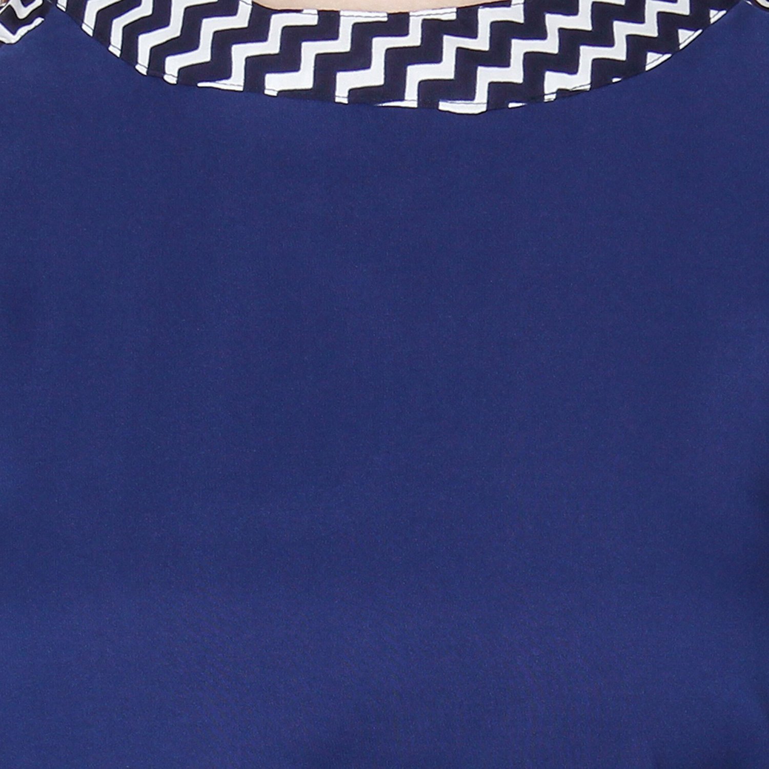 my swag women's blue and white high neck crepe jumpsuit