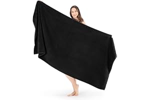 SALBAKOS 100% Turkish Cotton Jumbo Bath Sheet Towel Oversized 40x80 inch | Premium Hotel & Spa Quality, Soft, Absorbent, XL Bath Towels | Made in Turkey (Pack of 1, Black, Jumbo Bath Sheet)