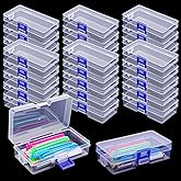 Dimeho 30 Pcs Plastic Crayon Boxes with Latching Lid Crayon Organizer Storage Containers Clear Art Craft Supply Holder Case for Craft Pencils Puzzles Beads Jewelry Making Sewing