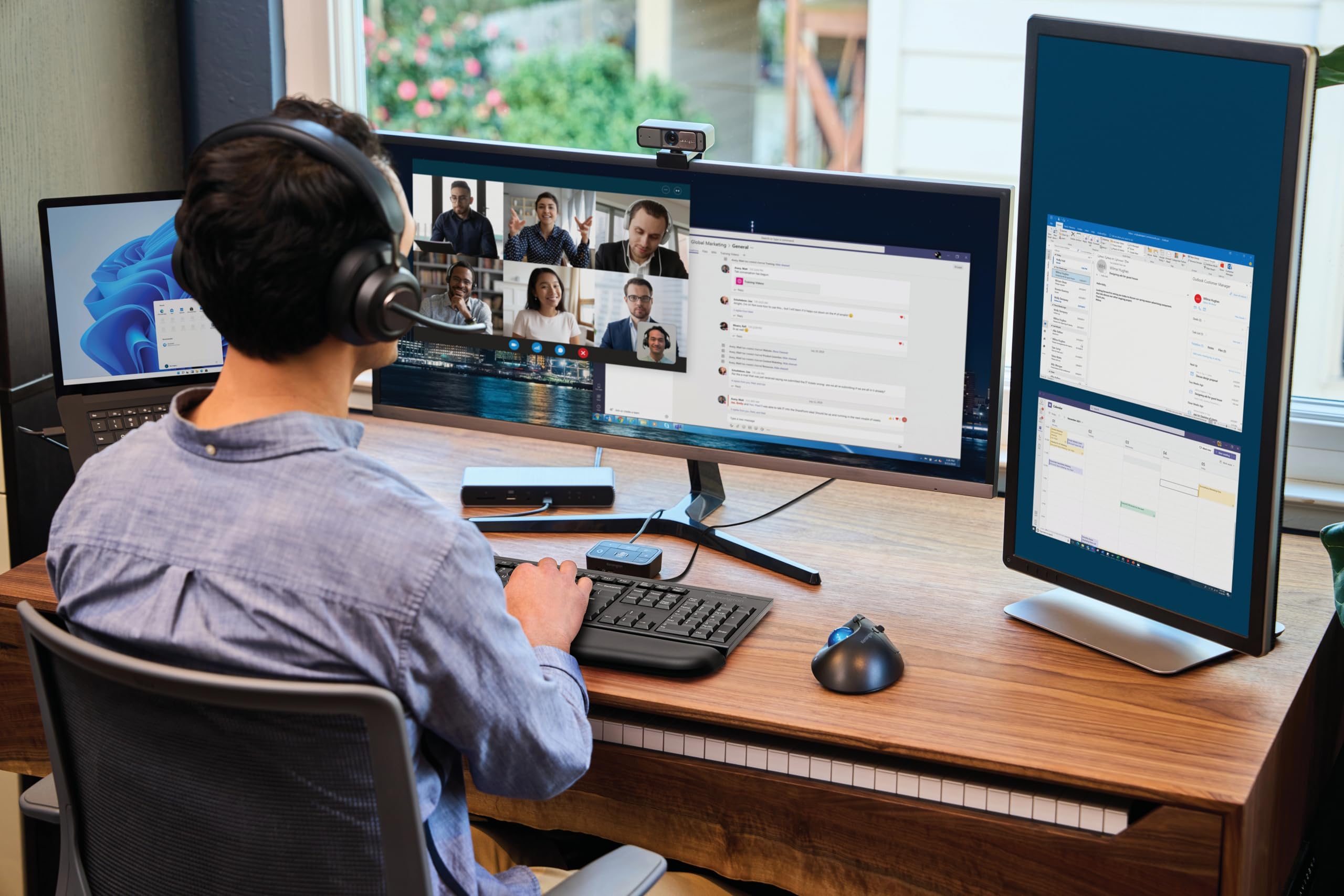 Kensington Pro Fit Ergo TB550 Trackball-Maus, wiederaufladbar Batterie, kabellose Bluetooth Maus, ergonomischer 34-mm-Trackball mit 4D-Scrollring, aus bis zu 51% recyceltem Kunststoff (K72196WW) 9