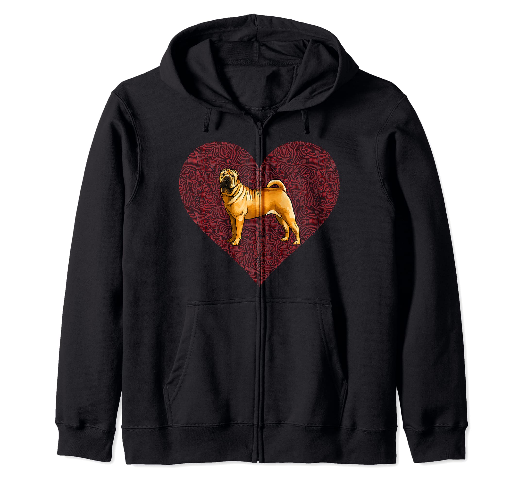 Chinese Shar-Pei Valentines Day Dog Love Fingerprint Zip Hoodie