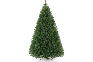 HIMIMI 6FT Unlit Artificial Christmas Tree for Holiday Decoration, Premium Hinged Spruce Green Xmas Tree with 800 Branch Tips and Foldable Metal Stand for Home, Office, Party