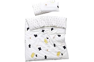 MEJU Cow Milk Bottle 100% Cotton Duvet Cover 43" X 59" + Pillowcase 13" X19" Bedding Set with Zipper Closure for Baby Toddler Boys Girls Crib Bed Decoration Gift