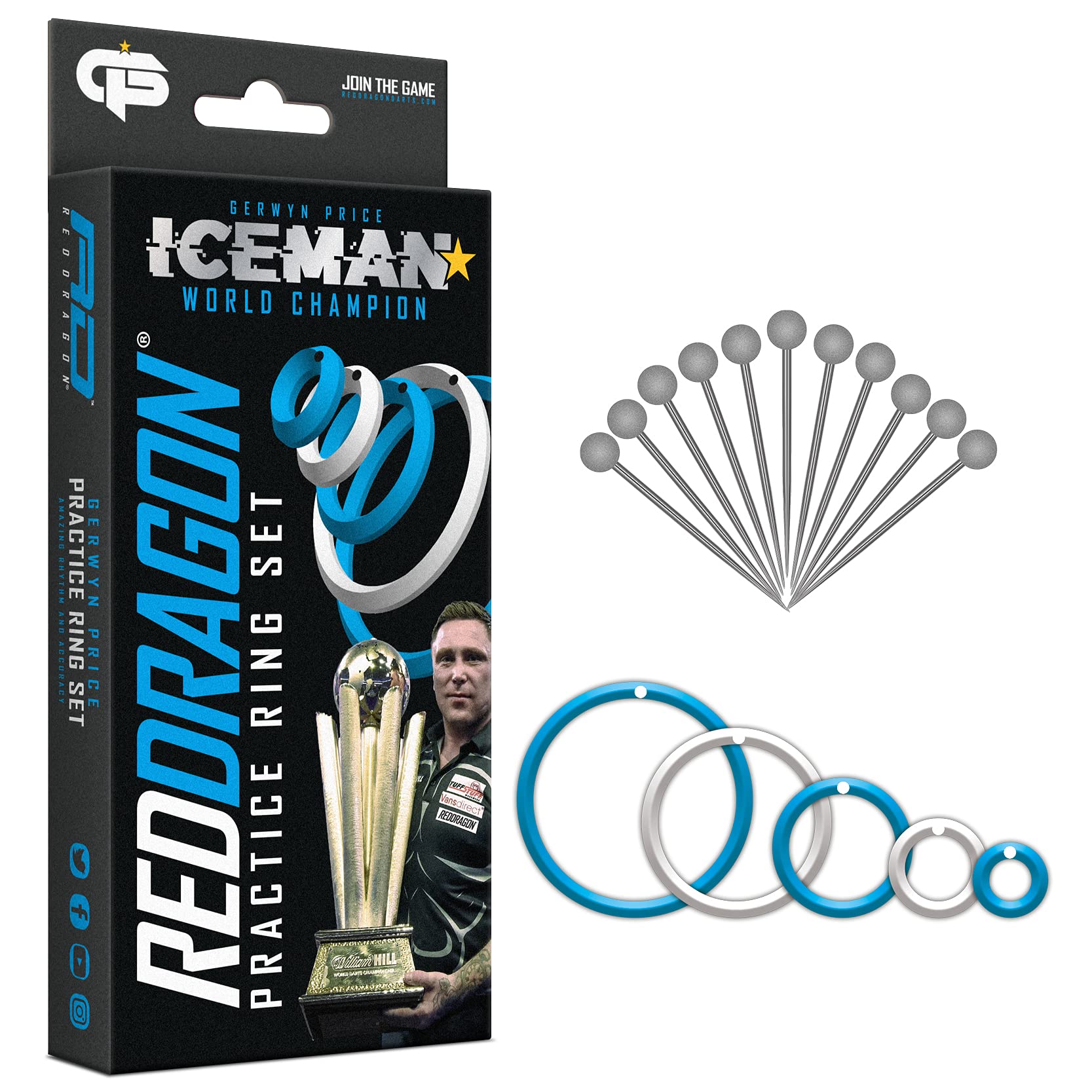 RED DRAGON Darts - Gerwyn Price Iceman - Exclusive & Official Dart Practice Rings - Assorted Colours - Professional Darts Accessories