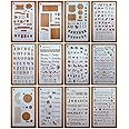 12 Pack Journal Planner Stencils, Reusable Bullet Stencils Set for A5 Notebook & Most Journals, Includes Letter Stencil, Number Stencils, Drawing Stencils, Icons, Charts, Shapes & More Templates for B