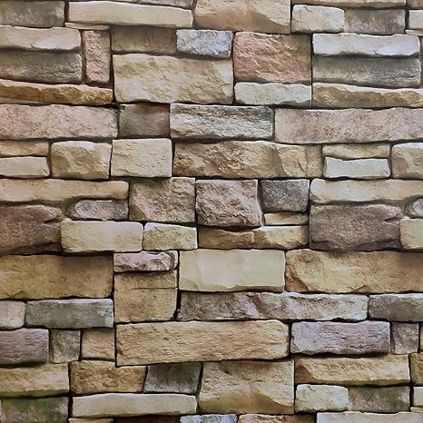 Amazon Decormax レンガ 石 壁紙 剥がして貼るだけ 石 岩 自己粘着 壁紙 ホームデコレーション バックスプラッシュ 壁パネル ドア クリスマスデコレーション 壁紙