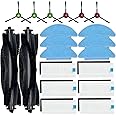 HUIZHEN Replacement Parts Kit for Tikom L9000 & L8000, for Airzeen Q6 SE, for HONITURE Q6 SE, for Laresar L6 Nex Robot Vacuum Accessories, 2 Main Brush, 6 Side Brush, 6 Hepa Filter, 6 Mop Pad
