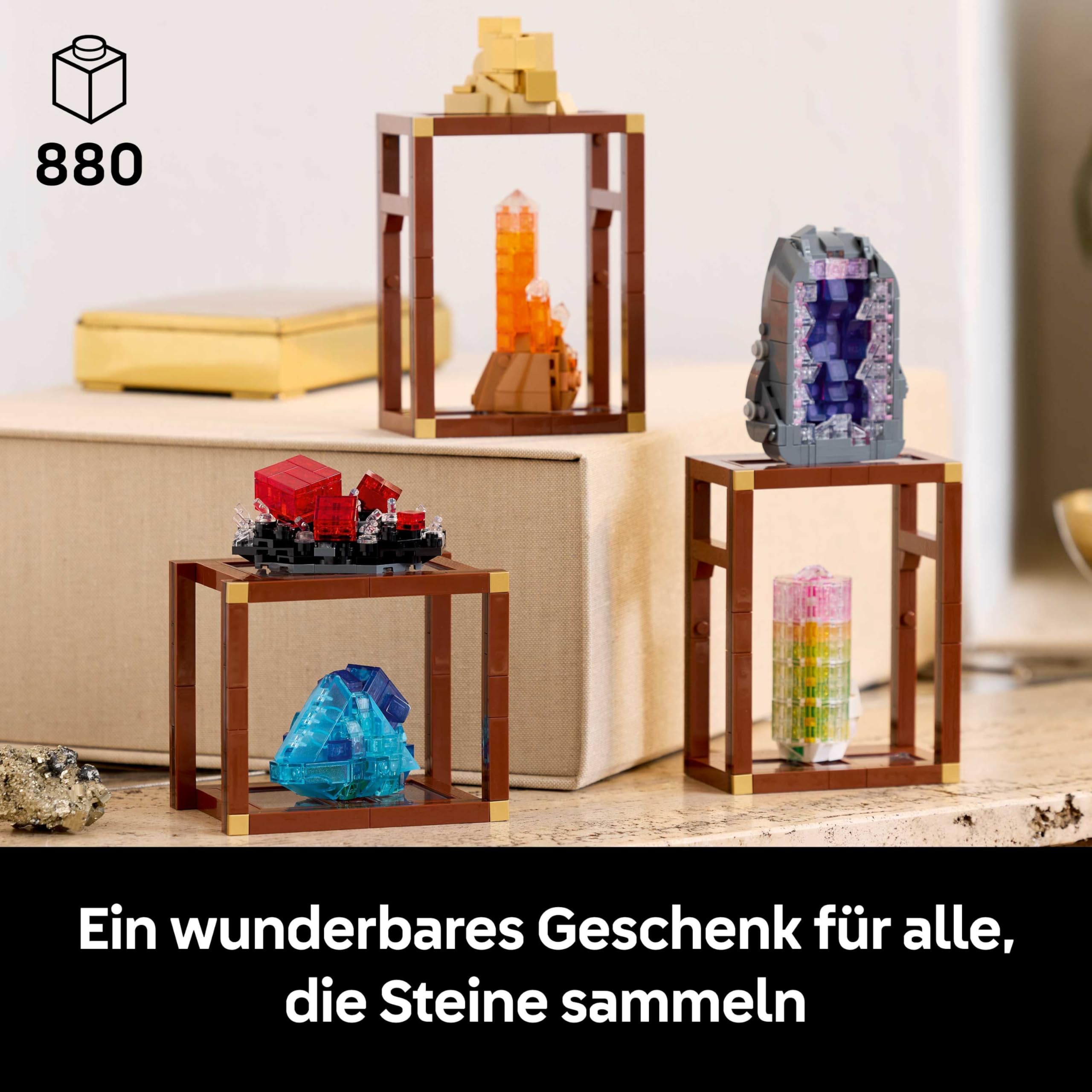 LEGO Ideas Mineraliensammlung - Set für Erwachsene - Modellbau mit Kristallelementen inkl. Amethyst, Fluorit & Tangerinquarz sowie 3 Ständern - DIY Wohn Deko Geschenkidee - 21362 2