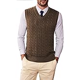 Kallspin Mens Sweater Vest Wool Blend Cable Knit V Neck Sleeveless Pullover Casual Bussiness Knitwear