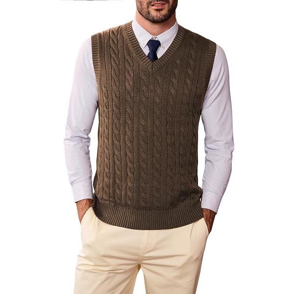 Original Aran Company Men's Lightweight Cardigan Vest, Sleeveless