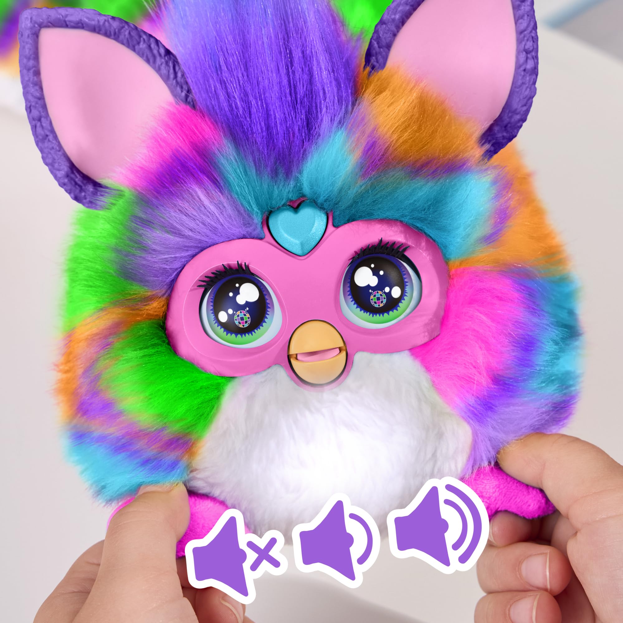 FURBY DJ Interactive Toy, Neon Star, Snuggly Electronic Plush, Music, Lights, Motion, & Games, Speaks English & Furbish, 32 in Long, 6+ Years (Amazon Exclusive)