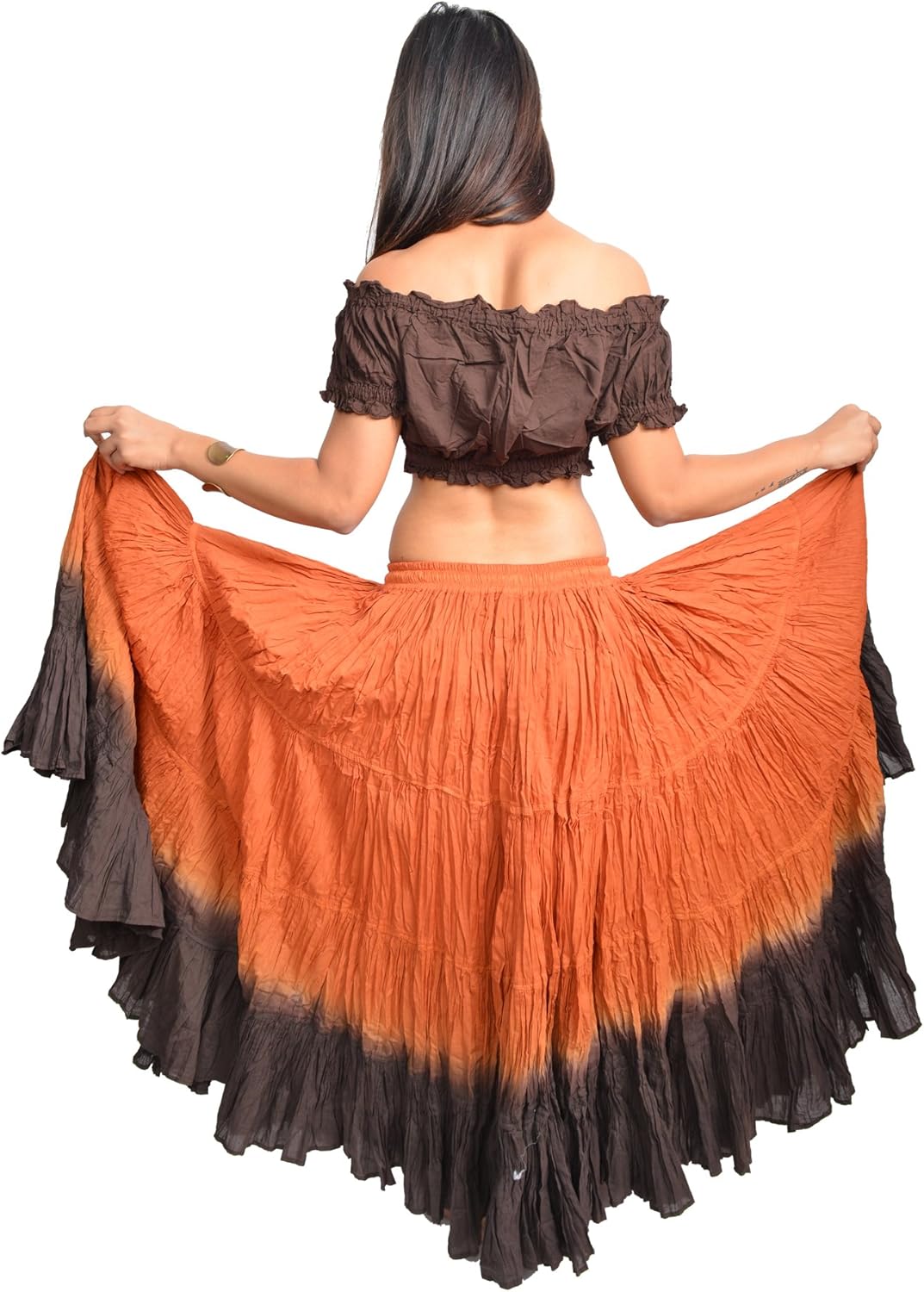 Wevez Plus Size 40 Inches Long Tribal Fusion 25 Yard Skirt (Black): Clothing