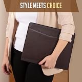 STYLIO Zipper Padfolio Walnut Faux Leather Binder Organizer view 7