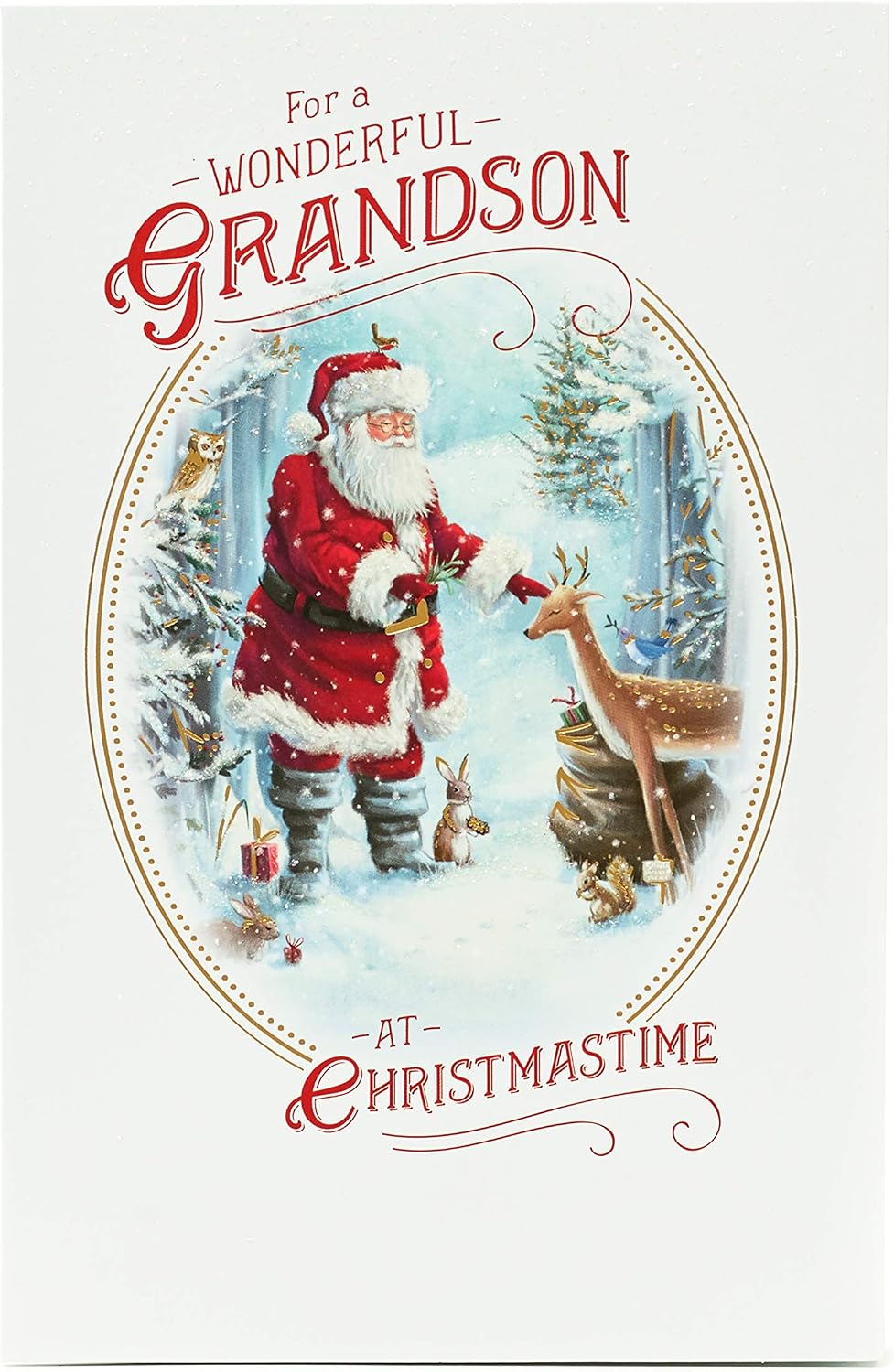 Grandson Christmas Card- for Grandson- Traditional Grandson Christmas Card with Nice Words- Gift Card for Him- Christmas Gifts for Grandson