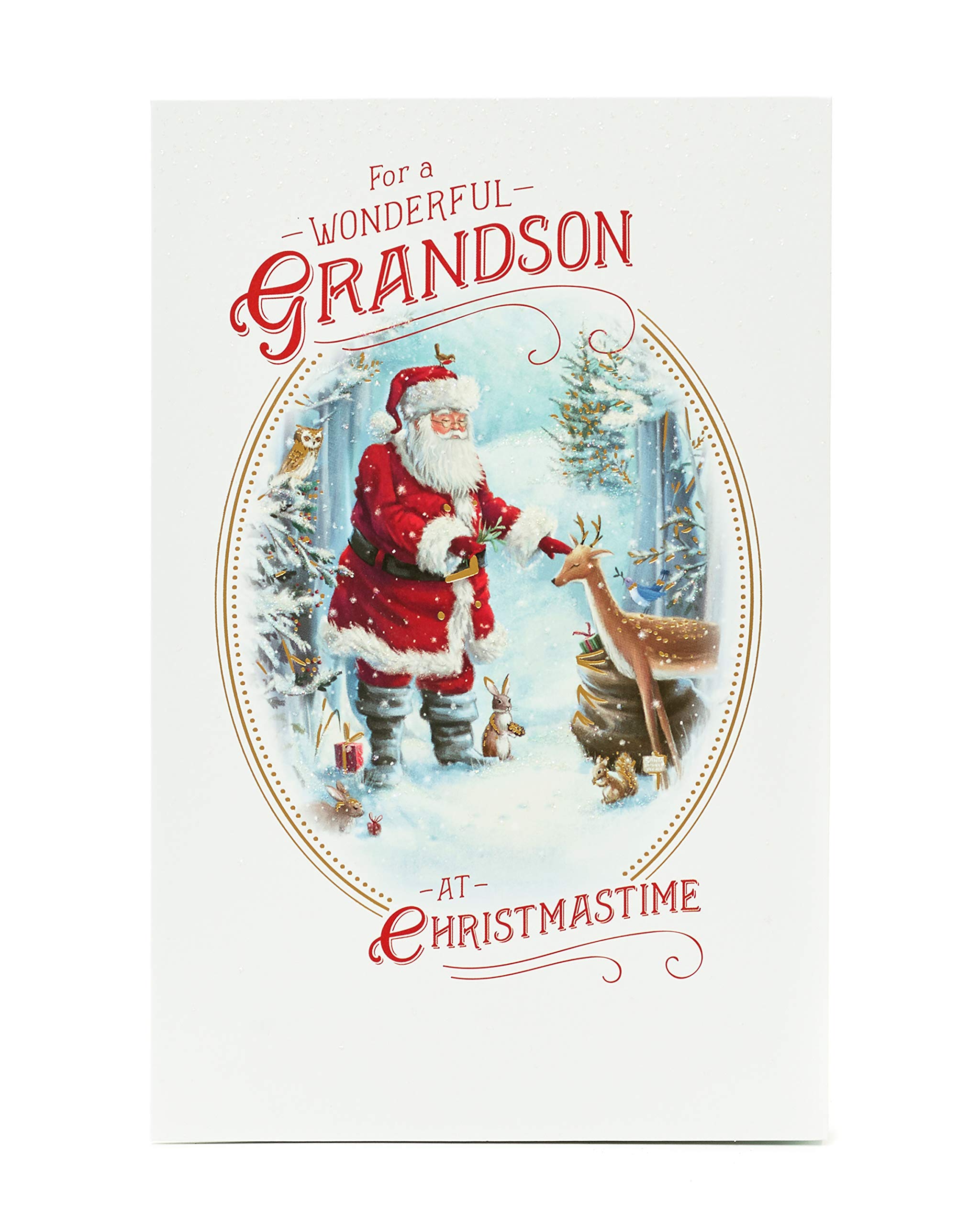 Grandson Christmas Card- for Grandson- Traditional Grandson Christmas Card with Nice Words- Gift Card for Him- Christmas Gifts for Grandson