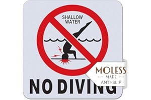 MOLESS NO DIVING Pool Stickers – 6x6″ Anti-Slip Vinyl Tile Stickers for Swimming Pool Safety Signs, Adhesive Pool Depth Markers for Decks, NO DIVING (1 Pack)