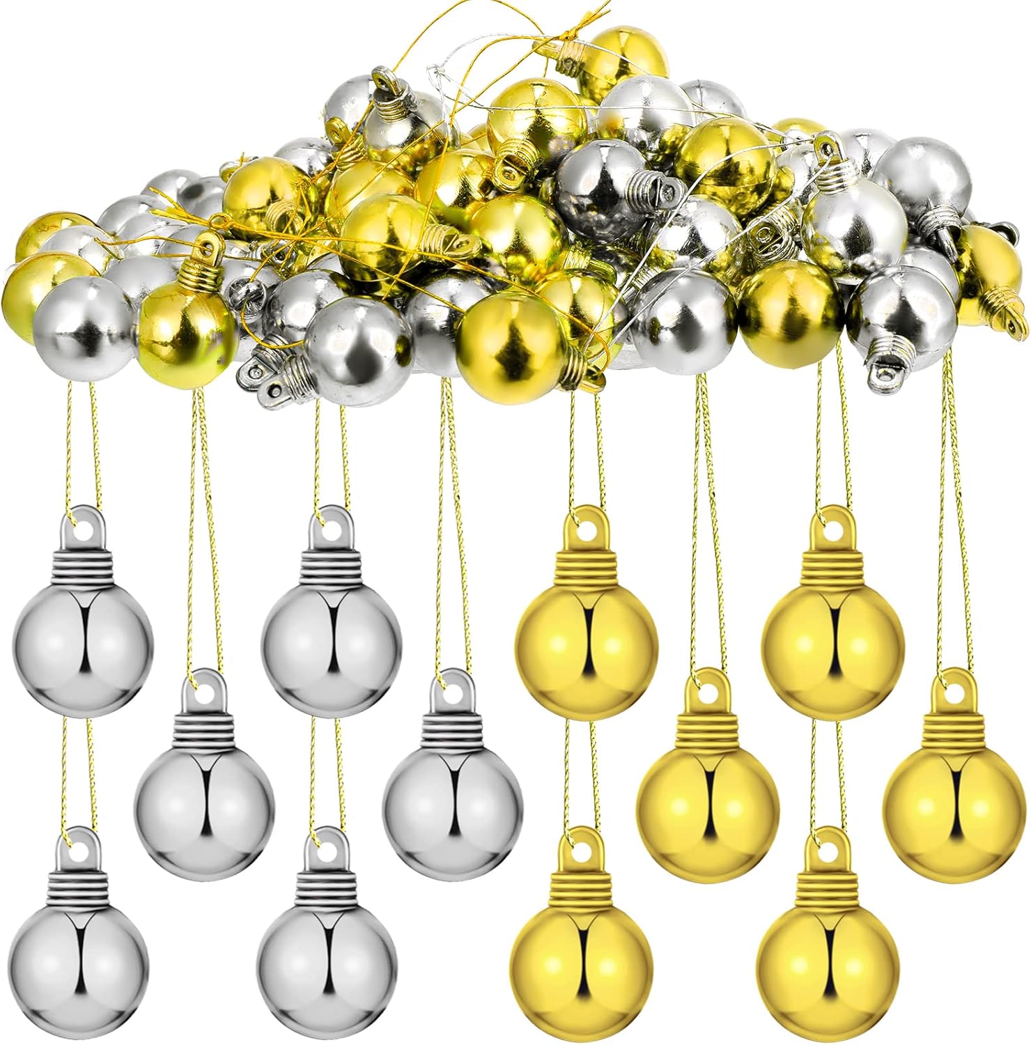Ornaments - 96 Pieces Christmas Balls Xmas Tree Ornaments Balls Exquisite Colorful Ball Decoration Pendant for Holiday Party Decor (Gold, Silver,0.59 Inch)