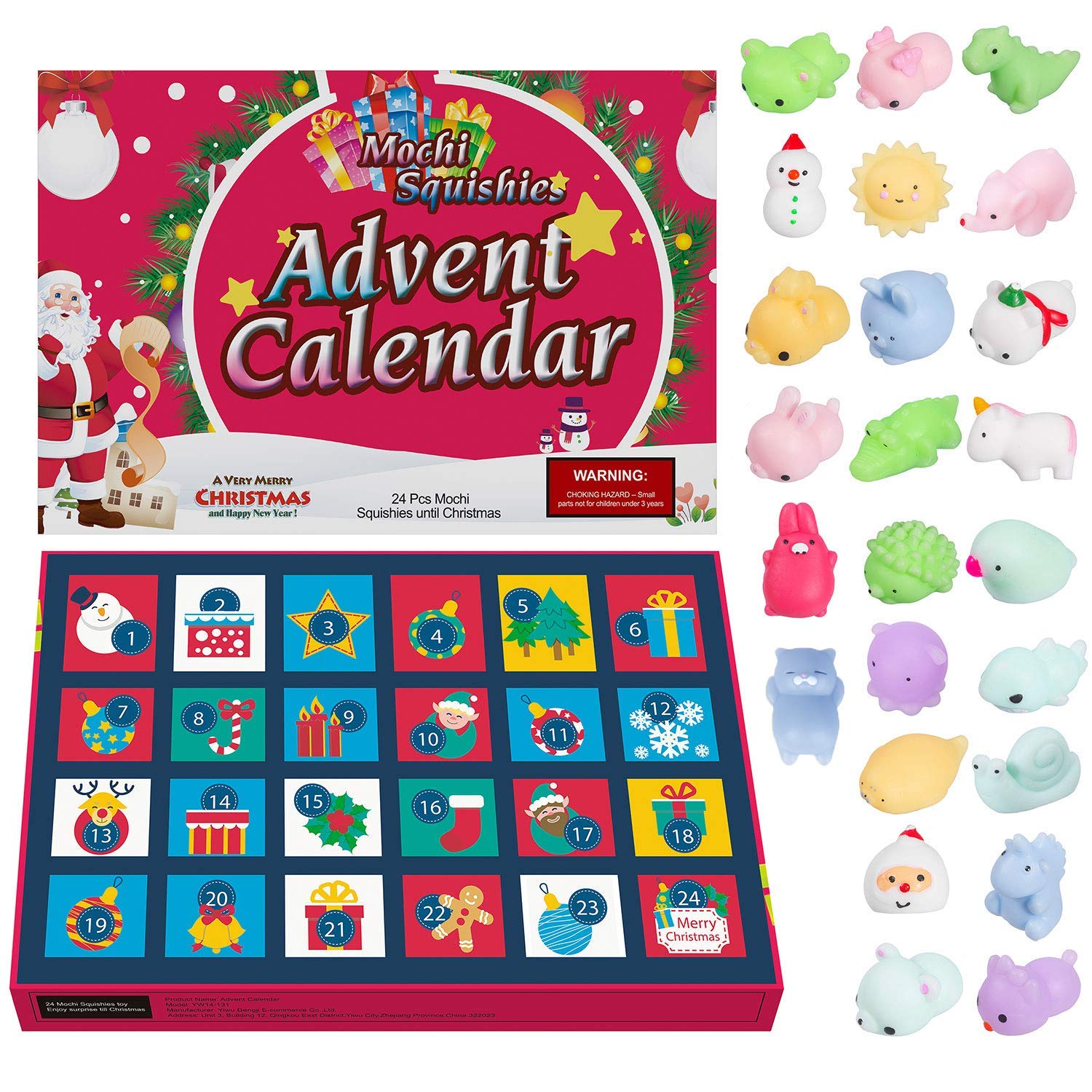 Amzmalt Advent Calendar 24PCS Christmas Countdown Calendar 2019 for Kids Non-Toxic Cute and Adorable Party Favor Different Surprise for Every Day