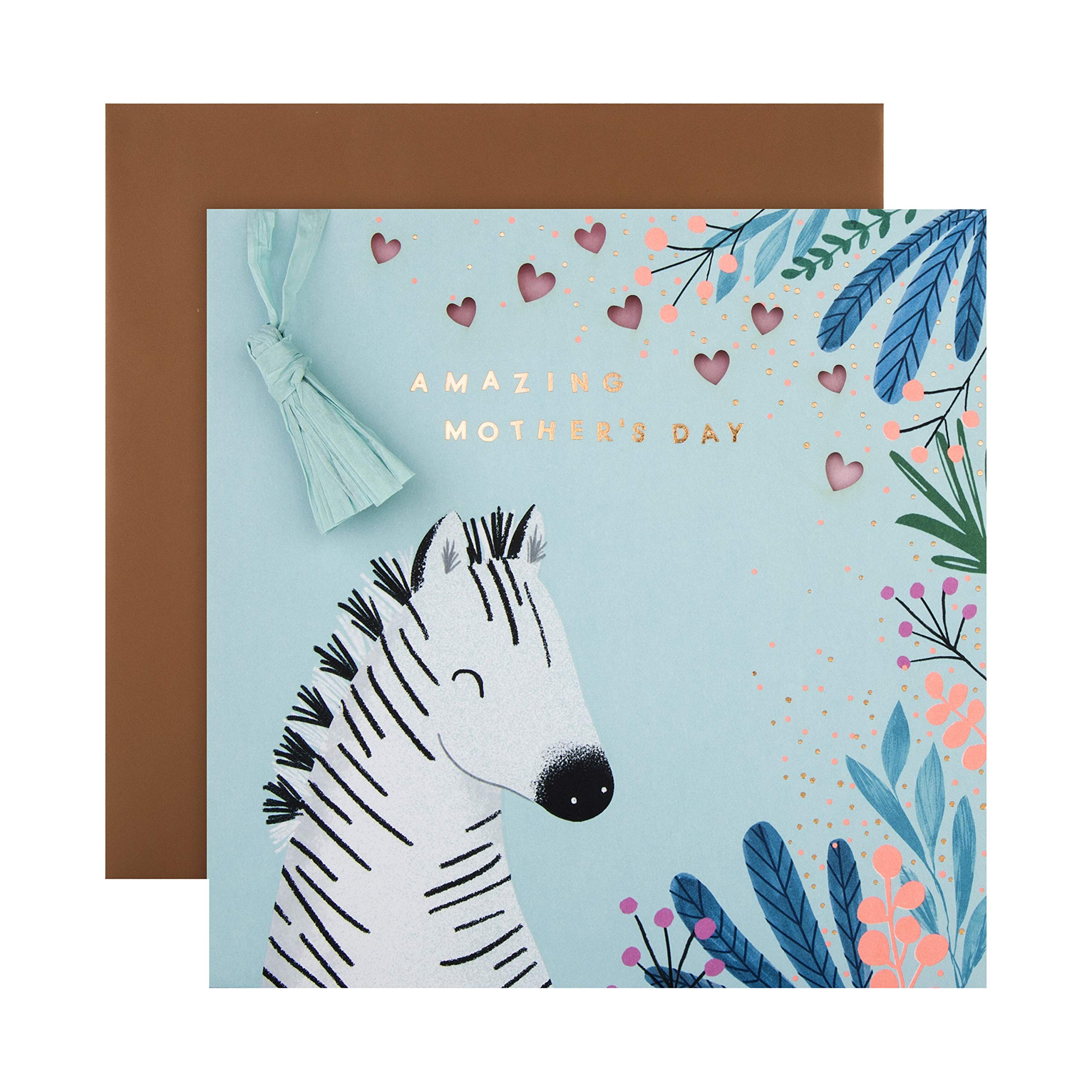 Hallmark Mothers Day Card, Contemporary Zebra Design, for Mum, Grandma, Aunty, Blue