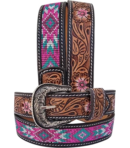 6313 Belt For Kids Or Young Adults Western Sunflower Tooled Hand Affilare Belt for Kids Or Young Adults Western Belt  main image 2