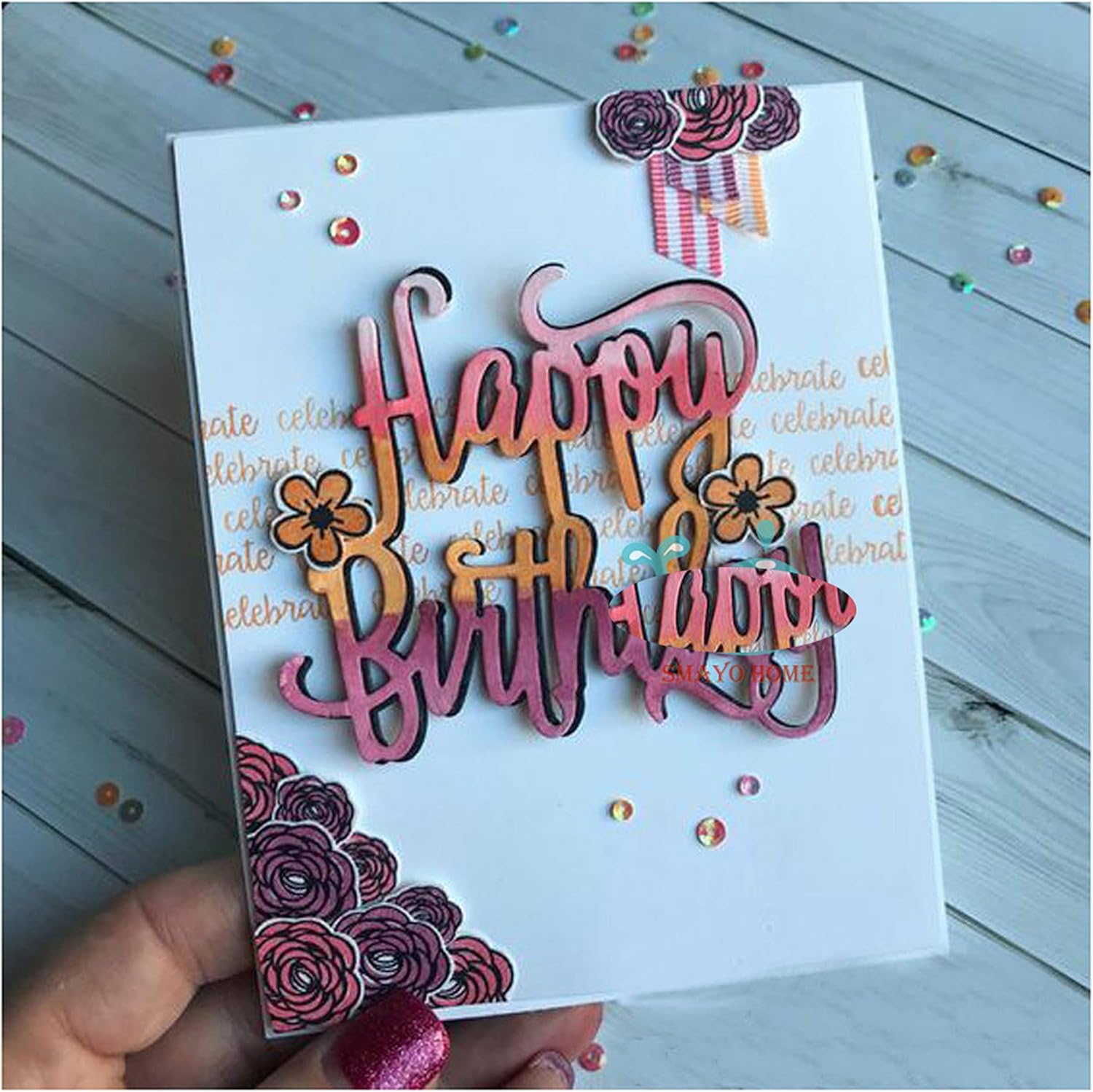 Happy Birthday Letter Metal Die Cuts,Word Birthday Party Invitation Cutting Dies Cut Stencils DIY Scrapbooking Album Decorative Embossing Paper Dies for Card Making - Image 3