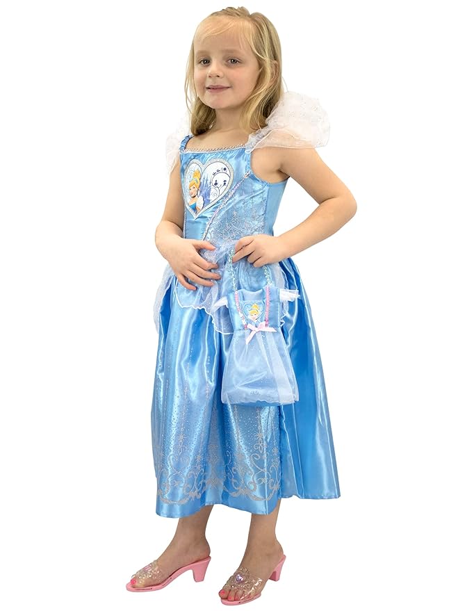 Disney Mädchen Cinderella Kostüm Kleid und Tasche Blau 116