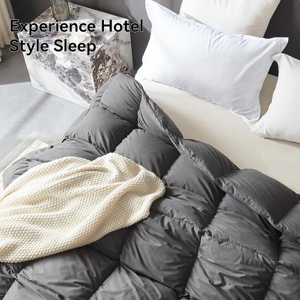 L LOVSOUL GOOSE FEATHER DOWN FIBER COMFORTER SUPER KING, GREY, ALL SEASON