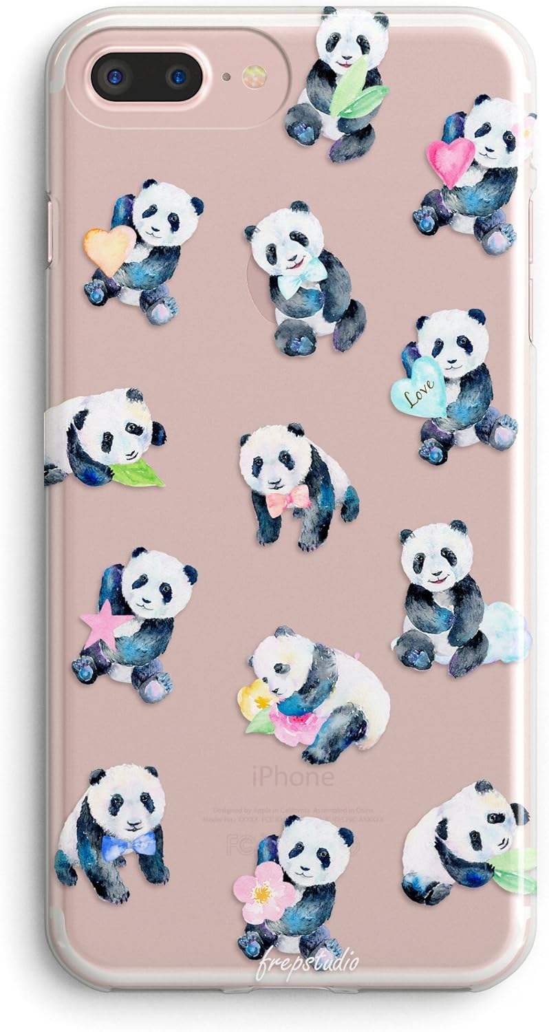 iPhone 7 Plus Case,iPhone 8 Plus Case,Women Panda Baby Cute Funny Animal Cartoon Design Lovely Adorable Case for Teen Kids Clear Soft Protective Case Compatible for iPhone 7 Plus/iPhone 8 Plus