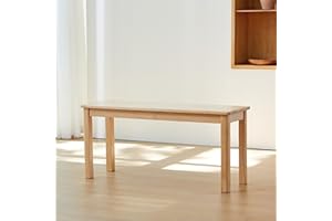 Livinia Cabin 37.4" Wooden Dining Bench/Small Modern Farmhouse Malaysian Oak Wood Bench (Natural)